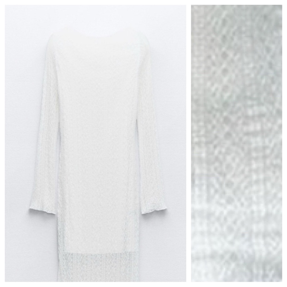 NWT. Zara White Lace Low Cut Back Midi Dress. Size L. - Picture 8 of 12